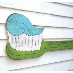 Toothbrush Wall Art Dental Office Pediatric Sign Children's Dentist Kids Bathroom Decor Decoration Artwork Personalized - thumbnail 1