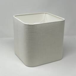 Cream Off White Textured 100% Linen Rounded Square Lampshade - thumbnail 3