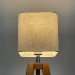 Cream Off White Textured 100% Linen Rounded Square Lampshade - thumbnail 2