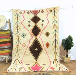 Handwoven Berber Wool Rug - Moroccan Tribal Home Decor - thumbnail 1
