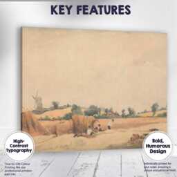 Rustic Harvest Field Windmill Countryside Watercolour Landscape Canvas Wall Art Print Decor Picture Ready To Hang - thumbnail 1