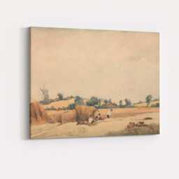Rustic Harvest Field Windmill Countryside Watercolour Landscape Canvas Wall Art Print Decor Picture Ready To Hang - thumbnail 4
