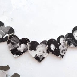 Personalised Photo Heart Bunting. Wooden Photo Hearts - thumbnail 2