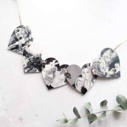 Personalised Photo Heart Bunting. Wooden Photo Hearts - thumbnail 3