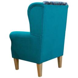 Medallion & Azure Velvet Handmade Wingback Armchair - Fireside Accent Upholstered Chair British Custom Made - thumbnail 3