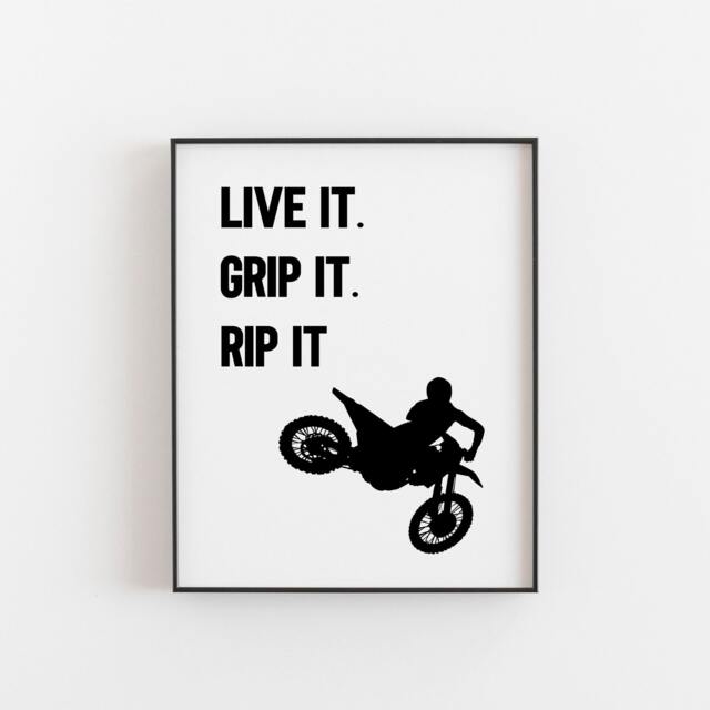 Motocross, Motocross Gift, Live It Grip Rip It, Motor Racing, Dirt Bike Decor, Motorcycle Gifts For Men, Racing Poster, Dirtbike Gift - image 1