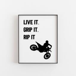 Motocross, Motocross Gift, Live It Grip Rip It, Motor Racing, Dirt Bike Decor, Motorcycle Gifts For Men, Racing Poster, Dirtbike Gift - thumbnail 1