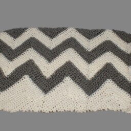 Gray Chevron Crochet Baby Blanket, Handmade Afghan - 36x36 - thumbnail 2
