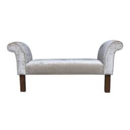 Handmade Beige Velvet Window Bench - Mini Chaise Settle Seat, British Made - thumbnail 2