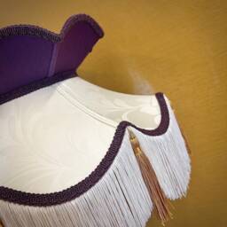 Handmade Victorian Lampshade Purple Floral Fabric With Cream Fringe - thumbnail 3