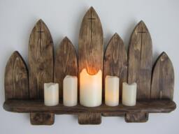 64 cm Gothic Arch Floating Shelf Graveyard Style Tombstones Led Candle Holder With Carved Crucifix/Trinket Halloween Gift - thumbnail 1