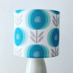 Lampshade, Lamp Shade, Teal Floral Lampshade, Flower Pattern, Flower, Scandi Bedside Lampshades - thumbnail 2