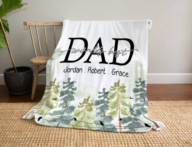 Custom Father's Day Blanket, Fathers Gift, Personalized Blanket For Dad, Grandpa Gift Grandparent, Birthday Dad - image 1
