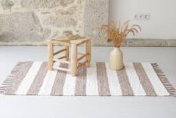Medium Striped Camel Rug, Kitchen Bedroom Bohemian Brown Bedside Kids Bathroom Gestreifter Teppich - thumbnail 1