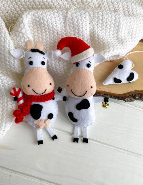 Christmas Cow Ornaments Decorations Felt Ornaments Decorations Tree Gifts - image 1