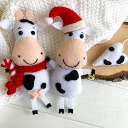 Christmas Cow Ornaments Decorations Felt Ornaments Decorations Tree Gifts - thumbnail 2