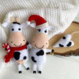 Christmas Cow Ornaments Decorations Felt Ornaments Decorations Tree Gifts - thumbnail 3