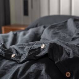 Total Black Duvet Cover, Organic Pillowcases, Bedding Set, Minimalist Bedding, Bed Sheet, Cozy Cover With Buttons - thumbnail 2