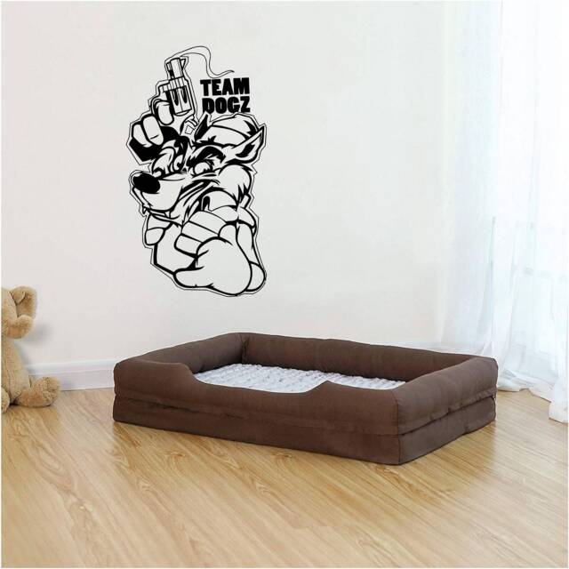 Team Dogz Cartoon Vinyl Wall Art, Decal, Sticker, Transfer, Mural, Removable, Decor, Rent Friendly, Interior, Exterior, Full - 1016 - image 1