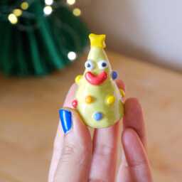 Handmade Silly Ceramic Christmas Tree Figurine Light Green Holiday Decor - thumbnail 2