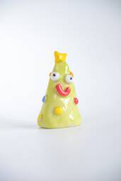 Handmade Silly Ceramic Christmas Tree Figurine Light Green Holiday Decor - thumbnail 1