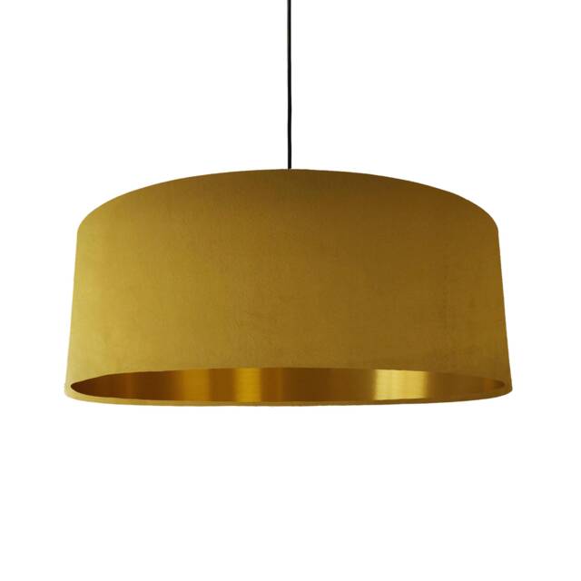 Extra Large Mustard Velvet Lampshade With Gold Lining - image 1