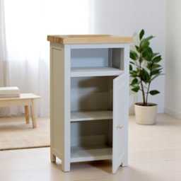 Painted Slim Hallway Cabinet Oak Top, Assembled