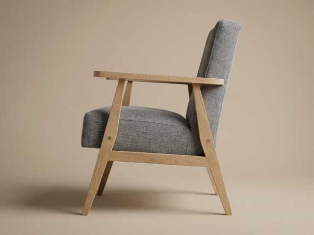 Mid-Century Modern Armchair Fn1 Solid Oak Frame, Eco Upholstery - image 1