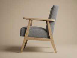 Mid-Century Modern Armchair Fn1 Solid Oak Frame, Eco Upholstery - thumbnail 1