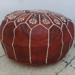 Moroccan Leather Pouf, Sttuning Moroccan Pouf, Moroccan Ottoman Pouf Foostool Poufmoroccan Leatherpouf - thumbnail 3