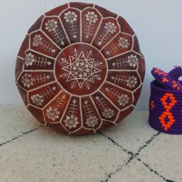 Moroccan Leather Pouf, Sttuning Moroccan Pouf, Moroccan Ottoman Pouf Foostool Poufmoroccan Leatherpouf - thumbnail 2