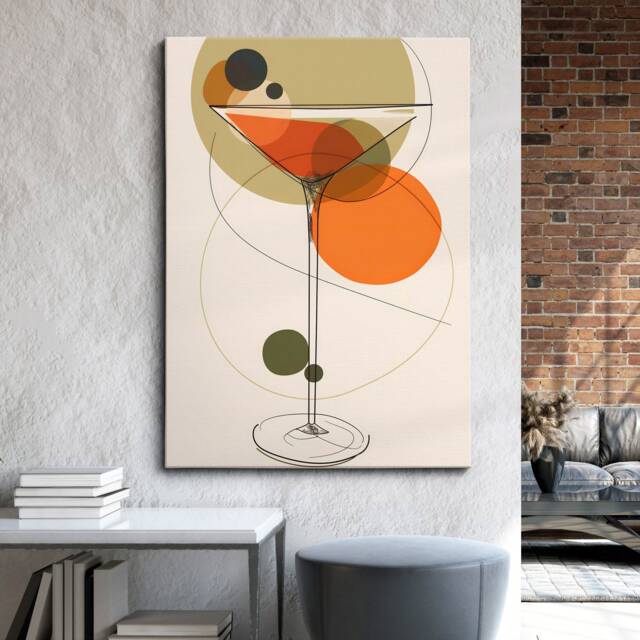 Cocktail Glass Beverage Abstract Shape Art Drink Painting Framed Poster Print & Canvas Wall Decor Bedroom Home Interior Gift - image 1