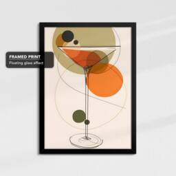 Cocktail Glass Beverage Abstract Shape Art Drink Painting Framed Poster Print & Canvas Wall Decor Bedroom Home Interior Gift - thumbnail 2