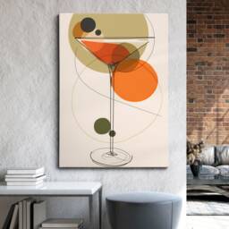 Cocktail Glass Beverage Abstract Shape Art Drink Painting Framed Poster Print & Canvas Wall Decor Bedroom Home Interior Gift