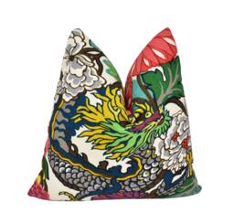 Schumacher - Chiang Mai Dragon Alabaster Art Deco Chinoiserie Designer Cushion Cover Handmade Throw Pillow Luxury Home Decor - thumbnail 1