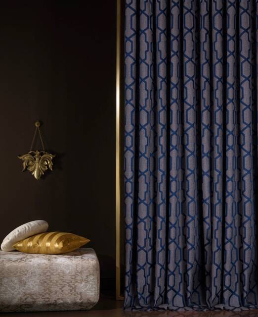 Luxury Turkish Royal Blue Jacquard Curtains Elegant Geometric Drapes - image 1