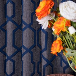 Luxury Turkish Royal Blue Jacquard Curtains Elegant Geometric Drapes - thumbnail 3