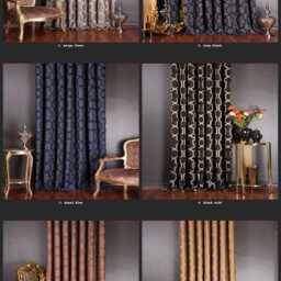 Luxury Turkish Royal Blue Jacquard Curtains Elegant Geometric Drapes - thumbnail 2