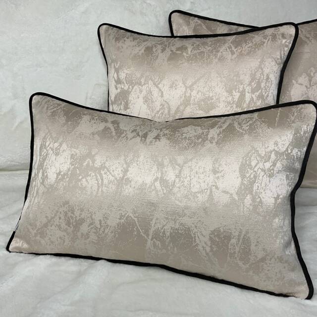 Insta Favourite Megan Luxury Marble Cushion Pillow Cover Oyster Contrasting Black Piping Designer Fabric High Quality Handmade - image 1