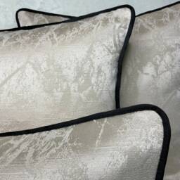 Insta Favourite Megan Luxury Marble Cushion Pillow Cover Oyster Contrasting Black Piping Designer Fabric High Quality Handmade - thumbnail 2