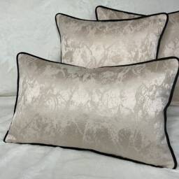Insta Favourite Megan Luxury Marble Cushion Pillow Cover Oyster Contrasting Black Piping Designer Fabric High Quality Handmade