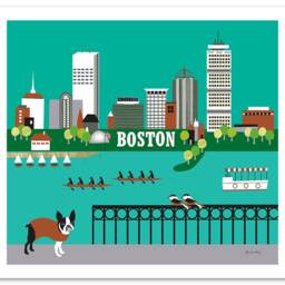 Boston Art Print Skyline, Artwork, Terrier Print, Nursery Art, Wall Art, Map, Ma - Style E8-O-Bos - thumbnail 3