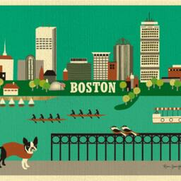 Boston Art Print Skyline, Artwork, Terrier Print, Nursery Art, Wall Art, Map, Ma - Style E8-O-Bos - thumbnail 2