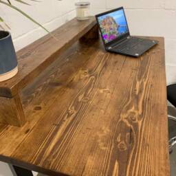 Rustic Computer Desk Reclaimed Wood With Shelf, Black Industrial Legs - thumbnail 2