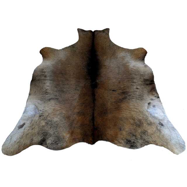 Dark Brown & White Cowhide Rug - Genuine Hair-On Leather Accent - 66x43 Inches - image 1