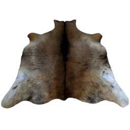Dark Brown & White Cowhide Rug - Genuine Hair-On Leather Accent - 66x43 Inches - thumbnail 1