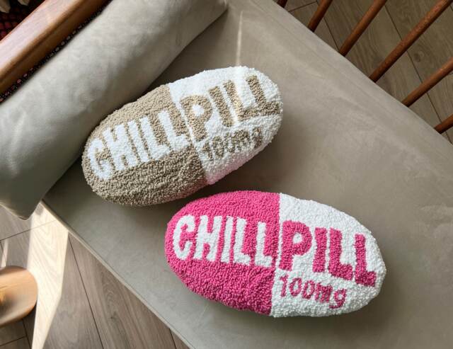 Hand Tufted Punch Needle Pillow Boho Dorm Room Decor, 8x15 Lumbar Cushion - image 1