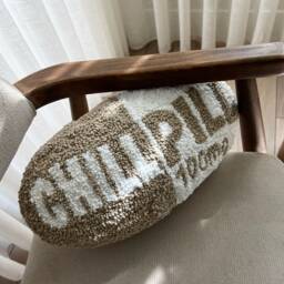 Hand Tufted Punch Needle Pillow Boho Dorm Room Decor, 8x15 Lumbar Cushion - thumbnail 4