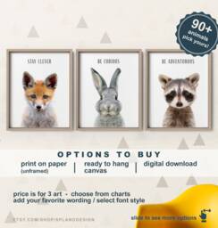 Woodland Animal Nursery Prints Forest Friends Decor - Set Of 3 - thumbnail 1