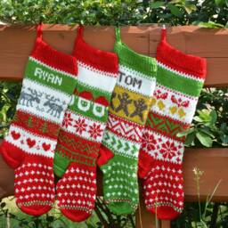 Hand Knitted Christmas Stocking, Home Decor, Personalized Christams Stocking - thumbnail 2